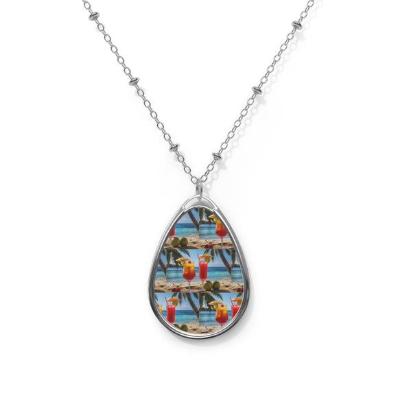 Summer Design 07 on Oval Necklace - Elegant Jewelry for Nature Lovers