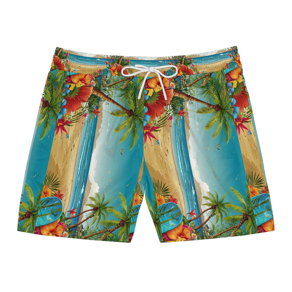 Summer Design 10 on Men's Floral Print Swim Shorts - Perfect for Summer Beach Days