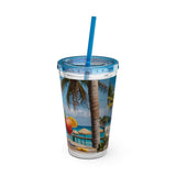 Summer Design 08 on Sunsplash Tumbler with Straw, 16oz