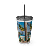 Summer Design 08 on Sunsplash Tumbler with Straw, 16oz