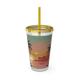 Summer Design 06 on Sunsplash Tumbler with Straw, 16oz