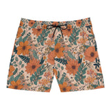 Summer Design 02 on Men's Floral Print Swim Shorts - Perfect for Summer Beach Days