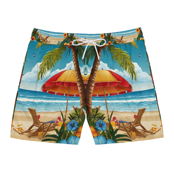 Summer Design 11 on Men's Floral Print Swim Shorts - Perfect for Summer Beach Days