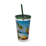 Summer Design 08 on Sunsplash Tumbler with Straw, 16oz