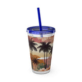 Summer Design 04 on Sunsplash Tumbler with Straw, 16oz