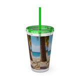 Summer Design 09 on Sunsplash Tumbler with Straw, 16oz