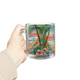 Summer Design 11 on Glass Mug - 10oz Botanical Coffee Cup for Tea Lovers