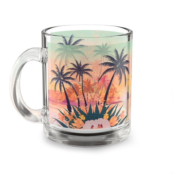 Summer Design 06 on Glass Mug - 10oz Botanical Coffee Cup for Tea Lovers