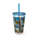 Summer Design 08 on Sunsplash Tumbler with Straw, 16oz