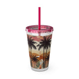 Summer Design 04 on Sunsplash Tumbler with Straw, 16oz