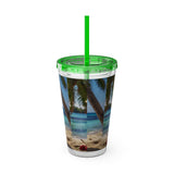 Summer Design 07 on Sunsplash Tumbler with Straw, 16oz