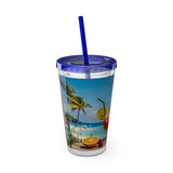 Summer Design 08 on Sunsplash Tumbler with Straw, 16oz