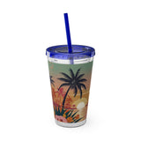 Summer Design 06 on Sunsplash Tumbler with Straw, 16oz