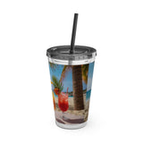 Summer Design 09 on Sunsplash Tumbler with Straw, 16oz