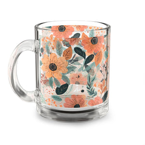 Summer Design 01 on Glass Mug - 10oz Botanical Coffee Cup for Tea Lovers