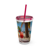 Summer Design 09 on Sunsplash Tumbler with Straw, 16oz
