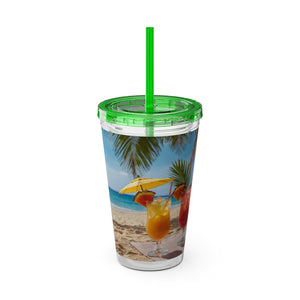 Summer Design 09 on Sunsplash Tumbler with Straw, 16oz