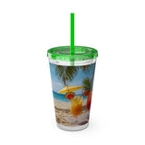 Summer Design 09 on Sunsplash Tumbler with Straw, 16oz