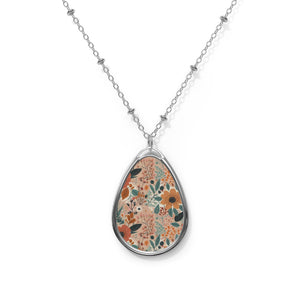 Summer Design 01 on Oval Necklace - Elegant Jewelry for Nature Lovers
