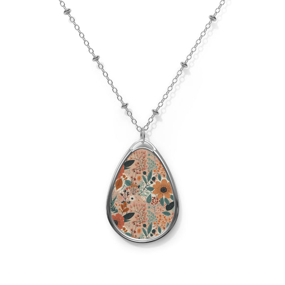 Summer Design 01 on Oval Necklace - Elegant Jewelry for Nature Lovers
