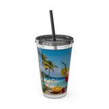 Summer Design 08 on Sunsplash Tumbler with Straw, 16oz
