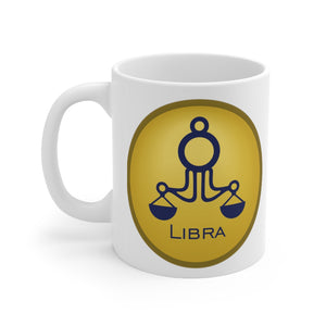 Gold Coin Libra Zodiac Design on Ceramic Mug 11oz