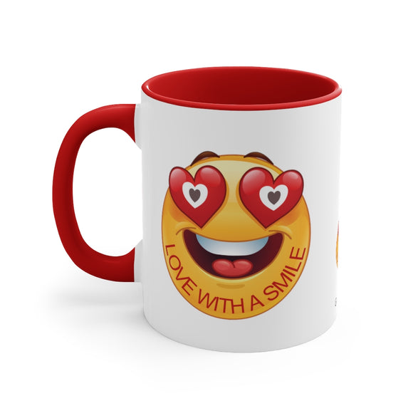 Love With A Smile Emoji on Accent Coffee Mug, 11oz