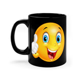 Cheery Emoji 11oz Black Mug