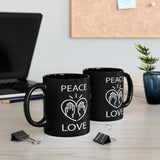 Peace Love design (1) on 11oz Black Mug