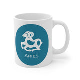 Blue Coin Aries Zodiac Design on Ceramic Mug 11oz