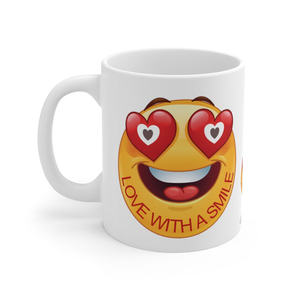 Love With A Smile Emoji on Ceramic Mug 11oz