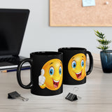 Cheery Emoji 11oz Black Mug