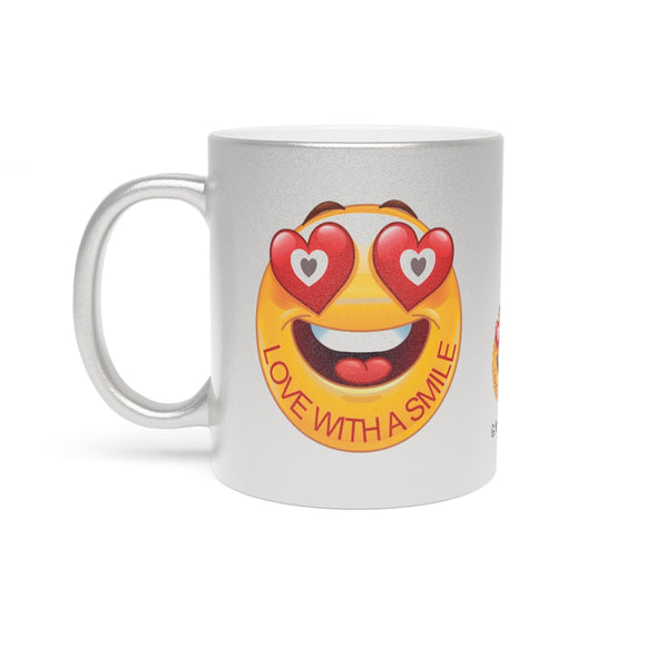 Love With A Smile Emoji on  Metallic Mug (Silver\Gold)