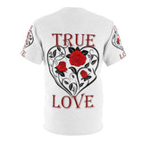 True Love design on Unisex AOP Cut & Sew Tee