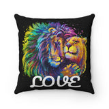 Lion & Lioness LOVE Design on Spun Polyester Square Pillow Case