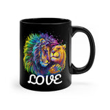 Lion & Lioness LOVE Design on 11oz Black Mug