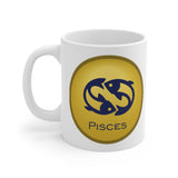 Gold Coin Pisces Zodiac Design on Ceramic Mug 11oz