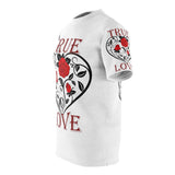 True Love design on Unisex AOP Cut & Sew Tee