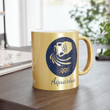 Aquarius Zodiac Metallic Mug (Silver / Gold) 11 oz