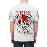 True Love design on Unisex AOP Cut & Sew Tee