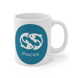 Blue Coin Pisces Zodiac Design on Ceramic Mug 11oz