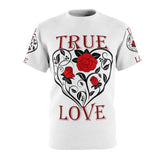 True Love design on Unisex AOP Cut & Sew Tee