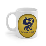Gold Coin Aquarius Zodiac Design on Ceramic Mug 11oz
