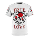 True Love design on Unisex AOP Cut & Sew Tee