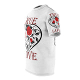 True Love design on Unisex AOP Cut & Sew Tee