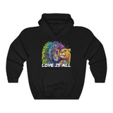 Lion & Lioness "Love Is All" Design on Unisex Heavy Blend™ Hooded Sweatshirt