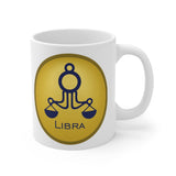 Gold Coin Libra Zodiac Design on Ceramic Mug 11oz