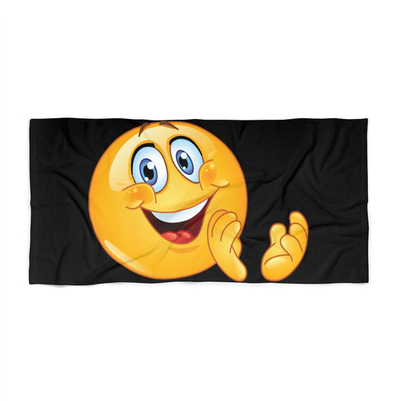 Happy Clapping Emoji on Beach Towel