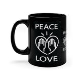 Peace Love design (2) on 11oz Black Mug