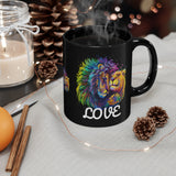 Lion & Lioness LOVE Design on 11oz Black Mug